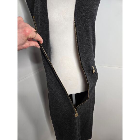 Nordstrom EUC sleeveless wool midi full zip vest dress Large charcoal dark grey - Picture 8 of 16
